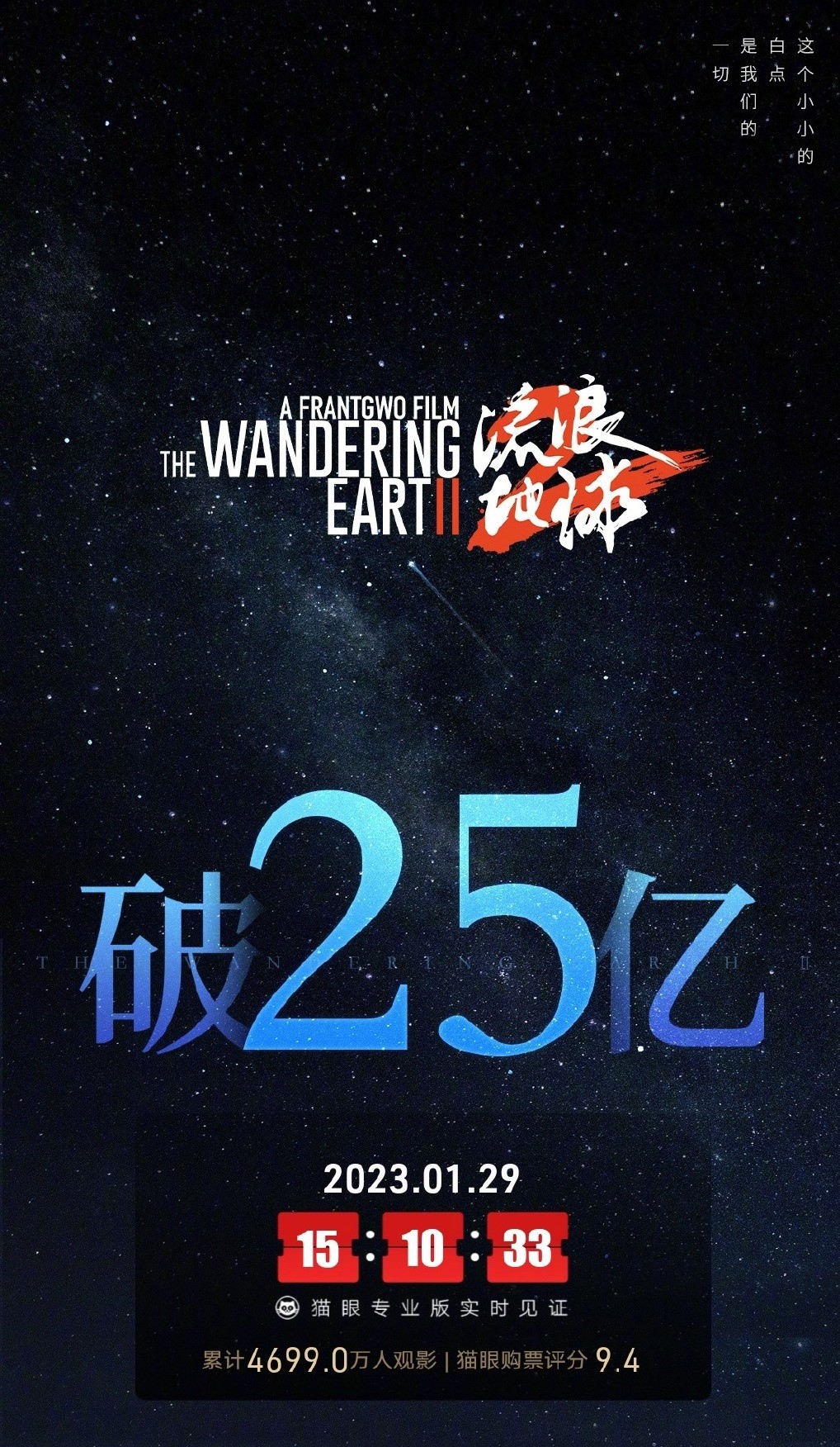 上映8天的电影《流浪地球2》总票房25亿美元