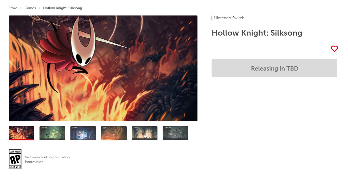 发售日到了吗？《空洞骑士：丝绸之歌》任天堂eShop网页在线