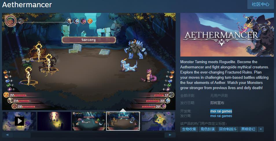 《怪物圣所》开发者新作《Aethermancer》Steam页面上线不支持中文