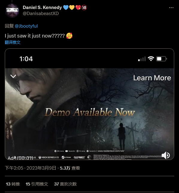 广告遗漏《生化危机4：重制版》演示Demo即将上市