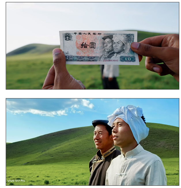 UP的主打手机拍摄，还原了第四套人民币字符久违的感觉。
