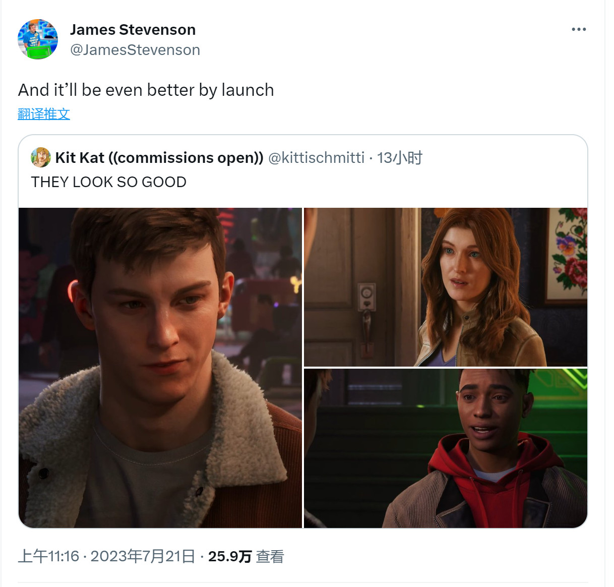 当《漫威蜘蛛侠2》上市时，图片会更好看
