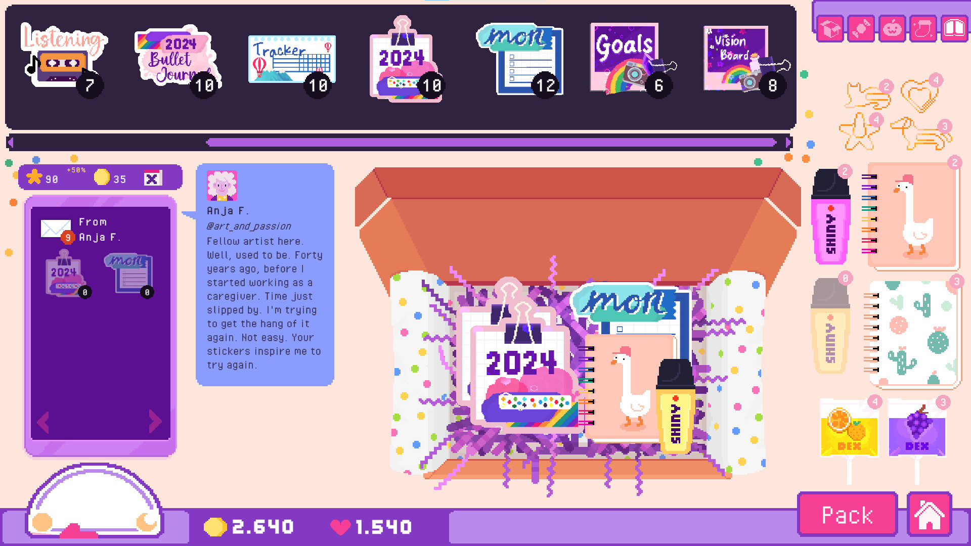 治愈玩家账号模拟器《小小贴纸铺》DLC《让我们制定一个计划》今天发布！
