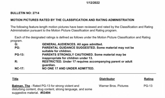 《新蝙蝠侠》北美评级PG-13包含极端暴力的场景