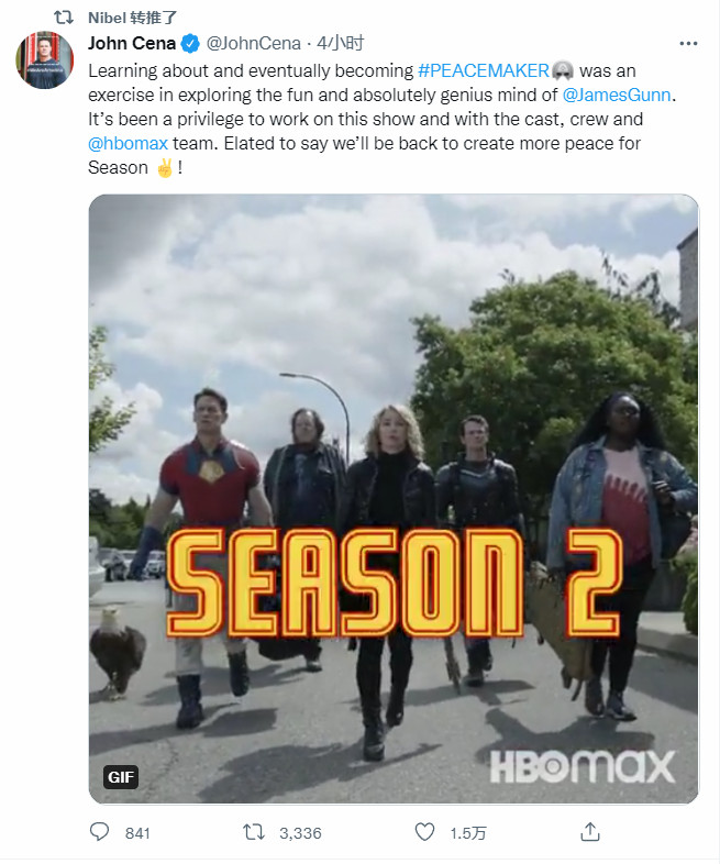 《和平使者》续约第二季詹姆斯冈恩将回归direct。