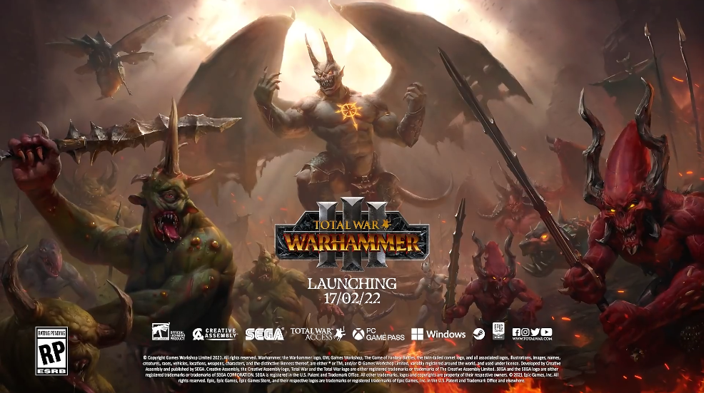 Steam新一周销量榜《全面战争：战锤3》高居榜首。