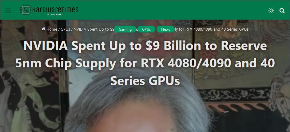 英伟达将至少花费100亿美元来确保5nm芯片的供应份额。