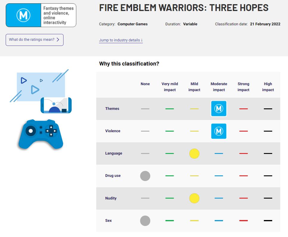 《火焰纹章无双：风花雪月》澳洲通过评级包含线上互动。