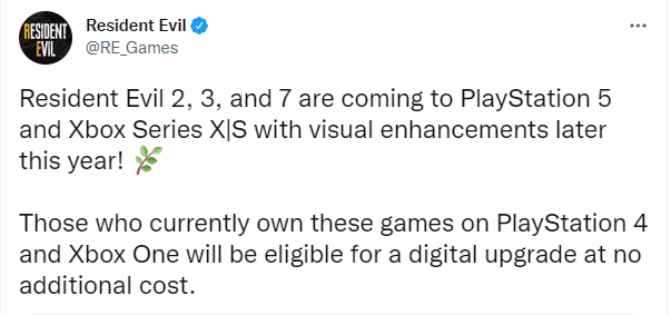 《生化2》，《生化3》，《生化7》将推出下一代主机画质增强版。