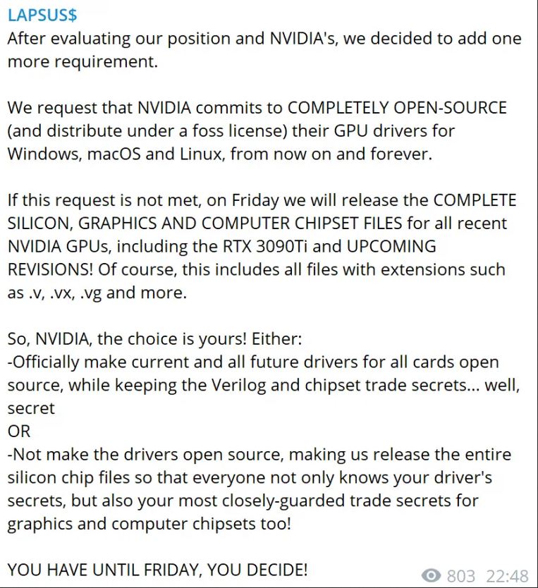 最新入侵的英伟达黑客威胁要求驱动开源。