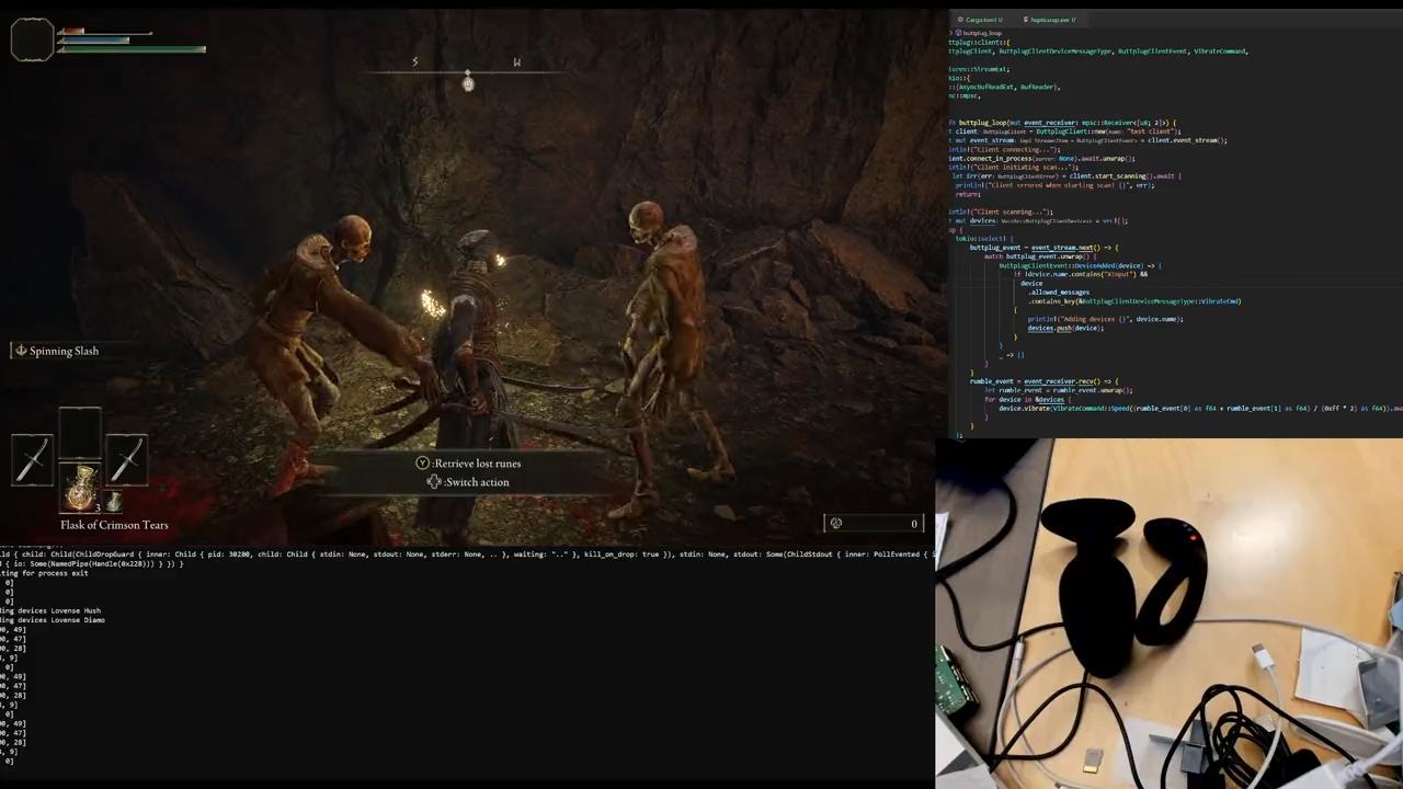 牛把情趣用品绑到《艾尔登法环》。当受到攻击时，它们会颤抖。