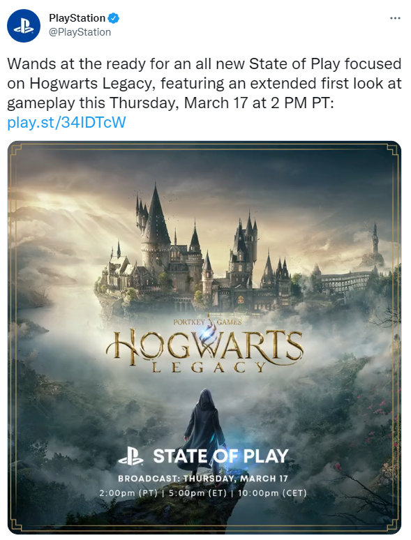 索尼新品发布会18日举行展示《霍格沃茨：遗产》。