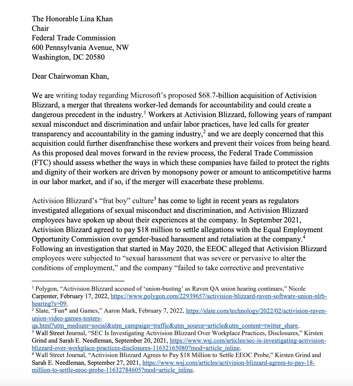 国会议员：动视在微软收购案中缺乏问责是“不可接受的”