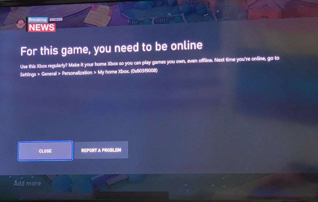 Xbox  DRM在网上饱受诟病。玩家连续4天无法开始游戏。