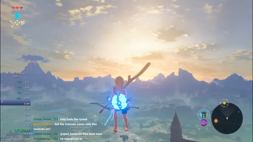 美国选手以24分15秒刷新了自己创造的《塞尔达传说 旷野之息》Speedpass的纪录。