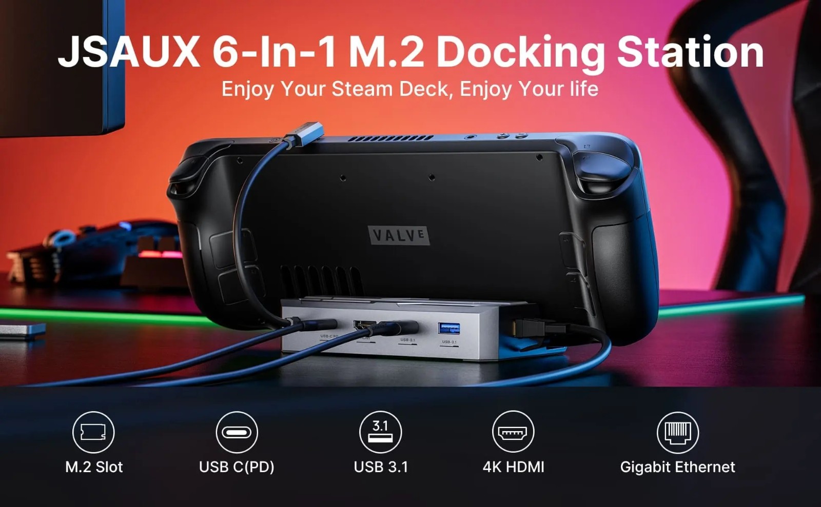 第三方介绍了SteamDeck六合一功能增强底座。