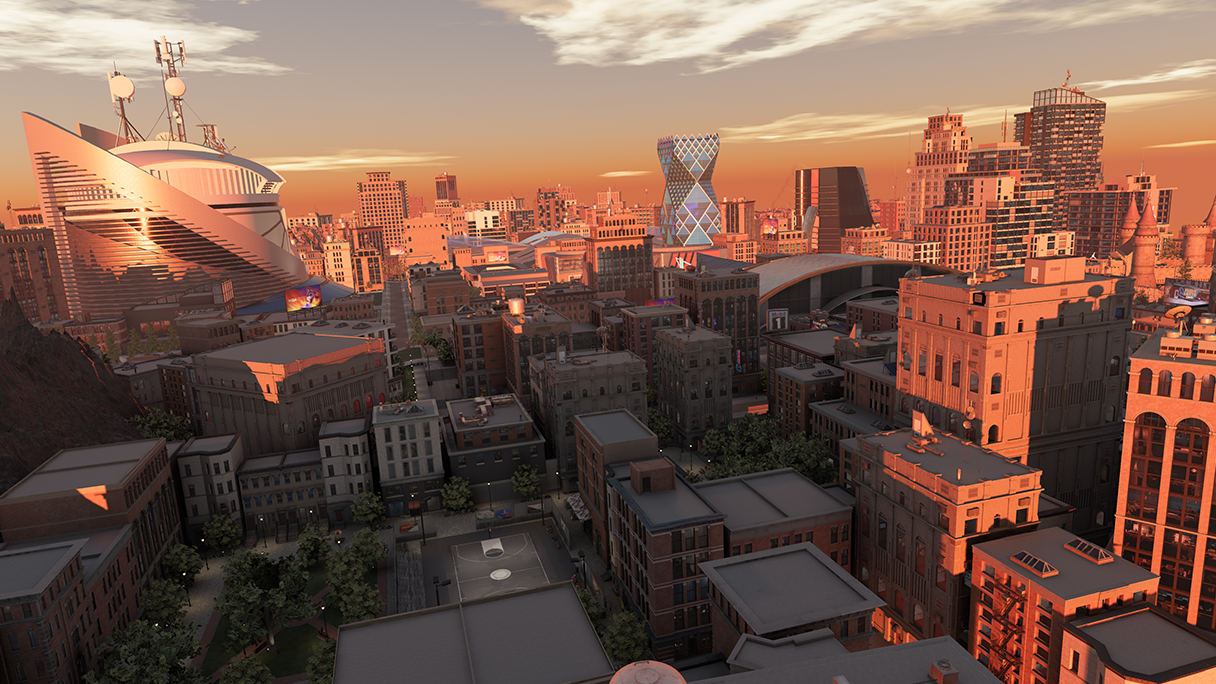 《NBA 2K23》次世代版《篮球城》:在著名地标驰骋球场。