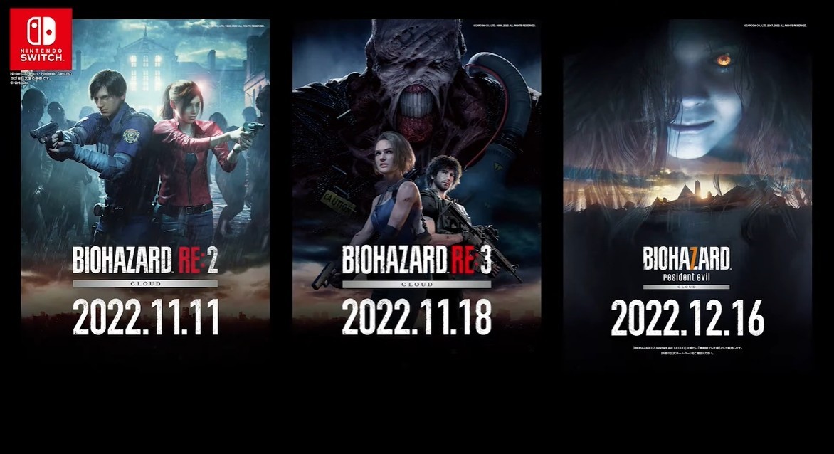 《生化危机2、3、7、8》Switchcloud版本发布日期确定10月底上线。