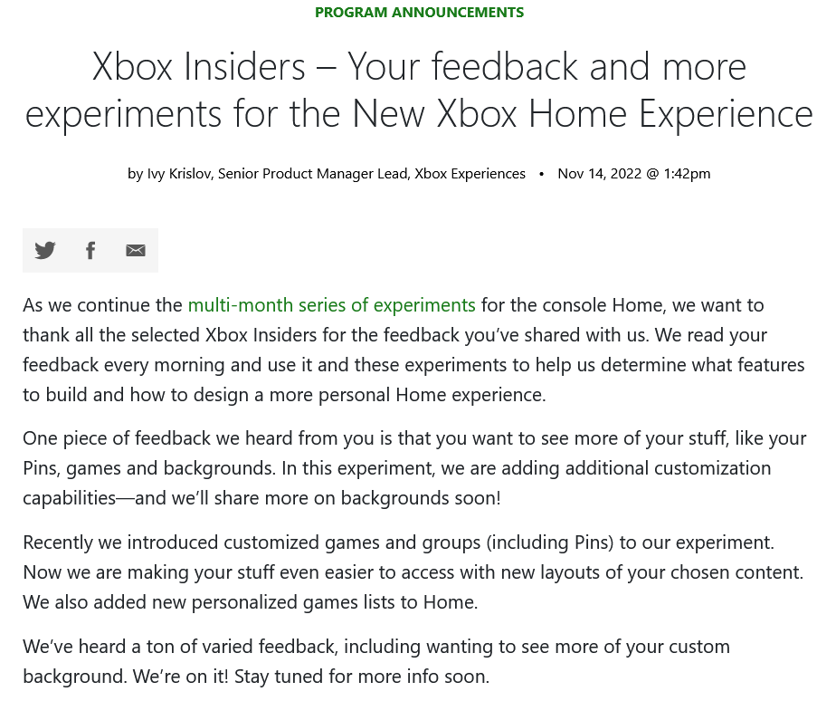 新的实验性Xbox主页增加了不同的布局和应用程序组。