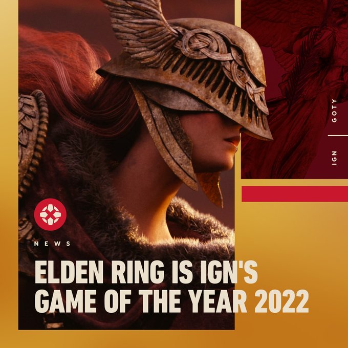IGN公布了2022年度游戏《艾尔登法环》并获奖。