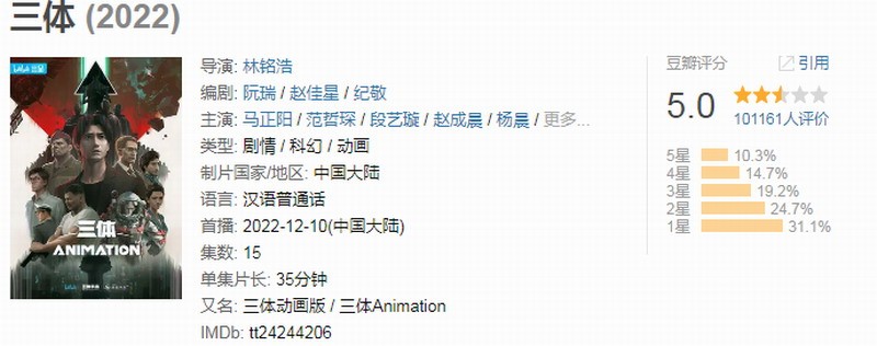 《三体》动画导演涉嫌生气地辱骂观众并解释说是抱怨