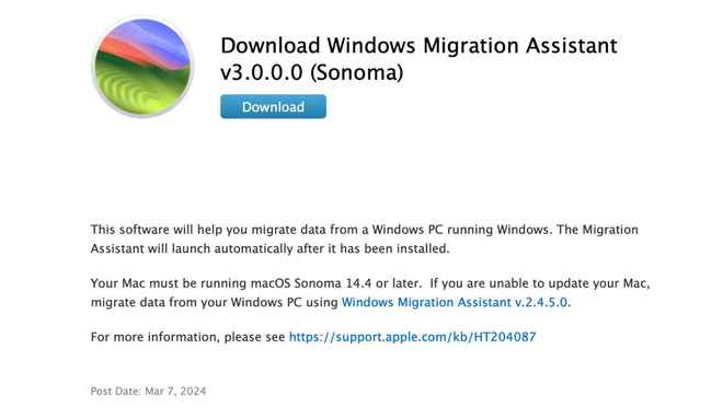 苹果发布了适用于PC的新版Windows迁移助手
