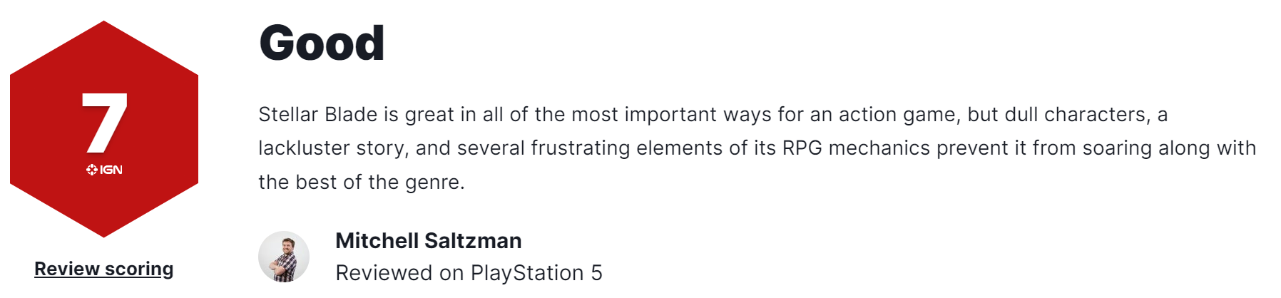 《星刃》IGN7分：动作出色，情节人物不佳

