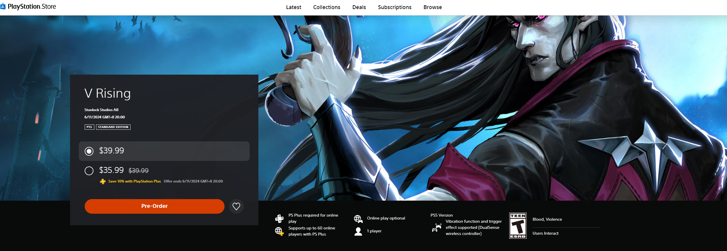 《夜族崛起》PS5版本将于6月11日发布，目前已提供预购
