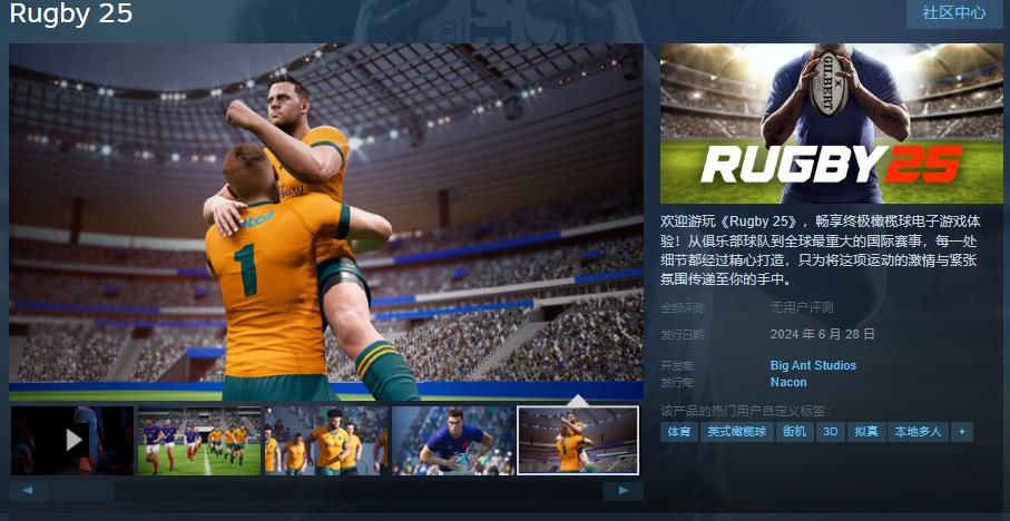 《Rugby 25》Steam页面全国售价233元
