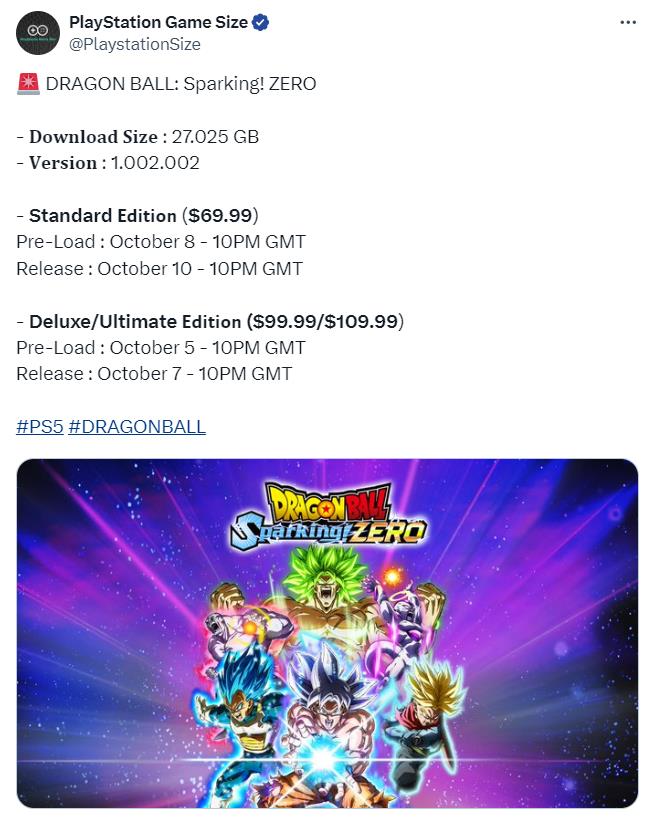 《七龙珠 电光炸裂！ZERO》PS5版本约27GB豪华版预加载打开
