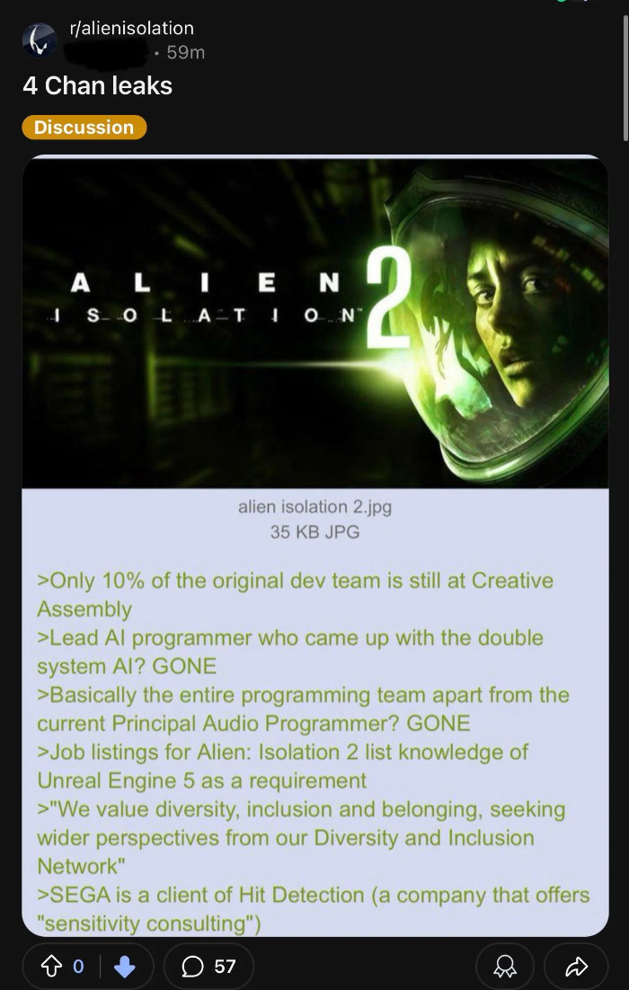 据传《异形：隔离》原来的开发团队基本走了，续集重视多样性
