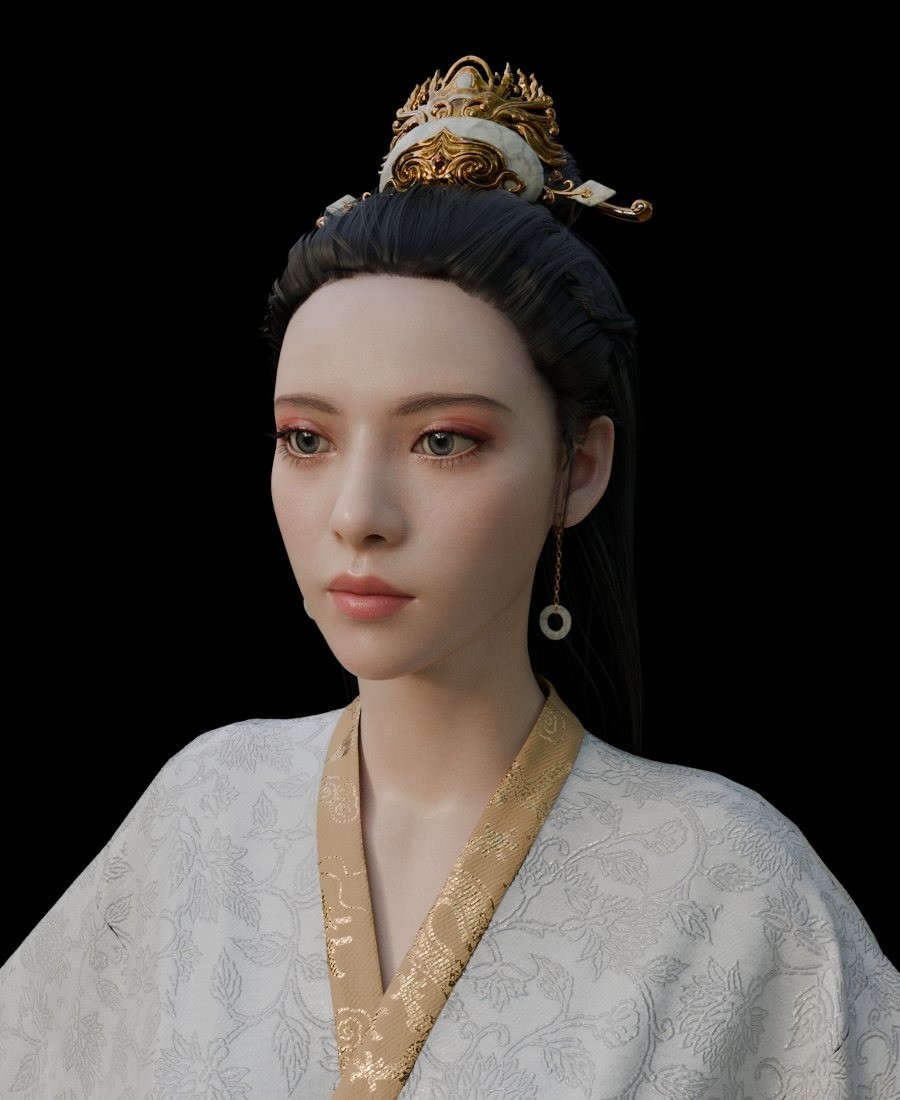 粉丝制作《黑神话》康金星造型宫装美丽御妹
