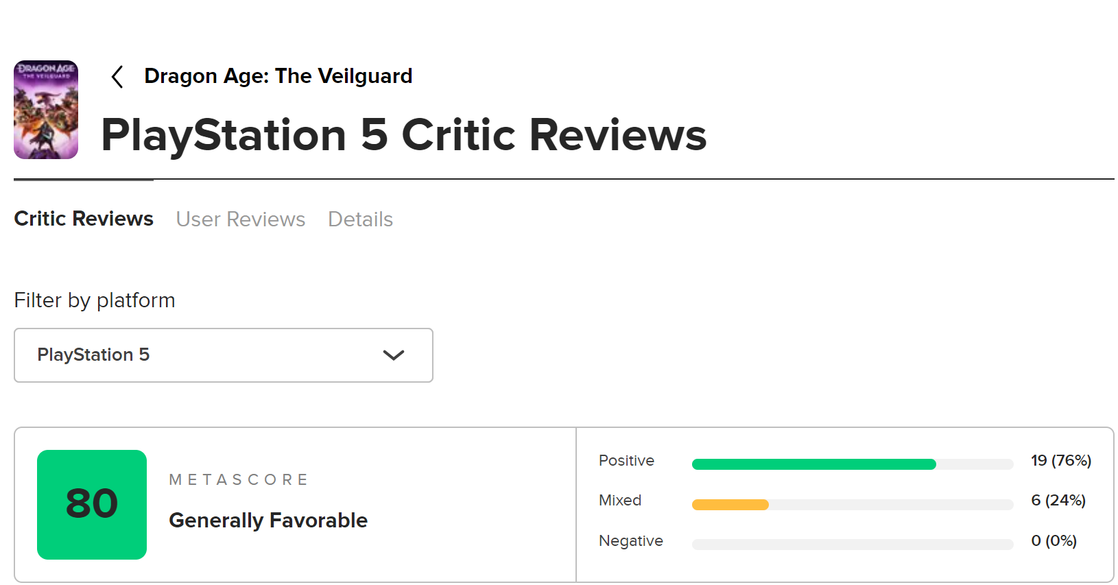 《龙腾世纪：影障守护者》M站得分80IGN和9分
