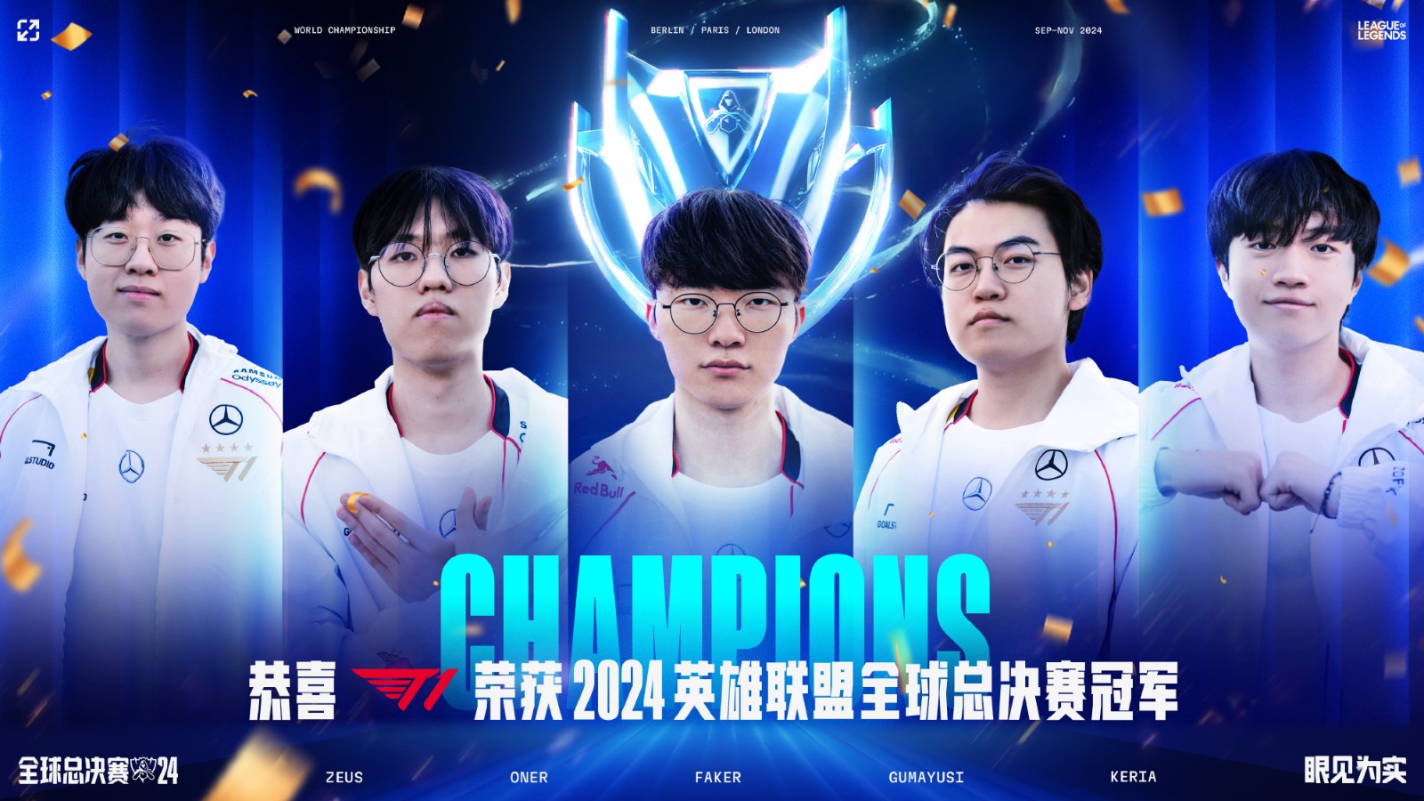 T13-2击败BLG夺得S14冠军Faker夺得S第五个冠军
