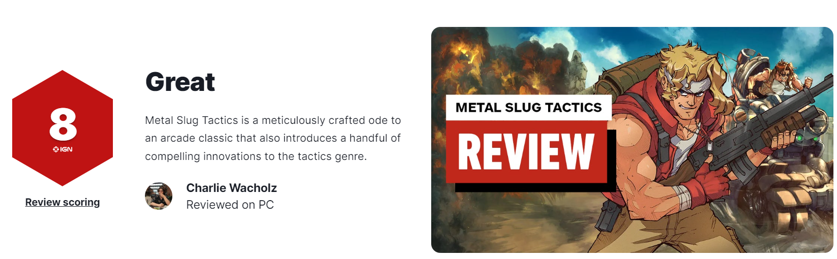 《合金弹头：战略版》IGN8分致敬经典，引入创新
