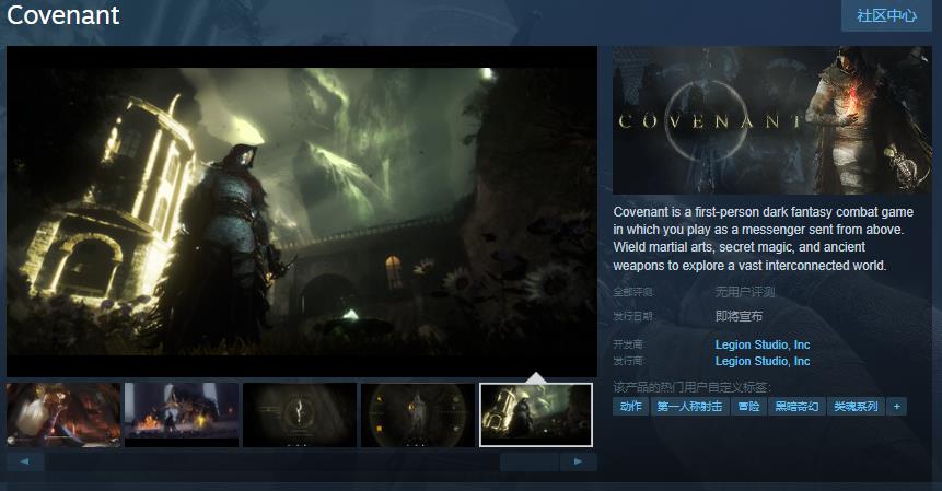 黑暗奇幻射击游戏《圣约》Steam页面发布日期待定
