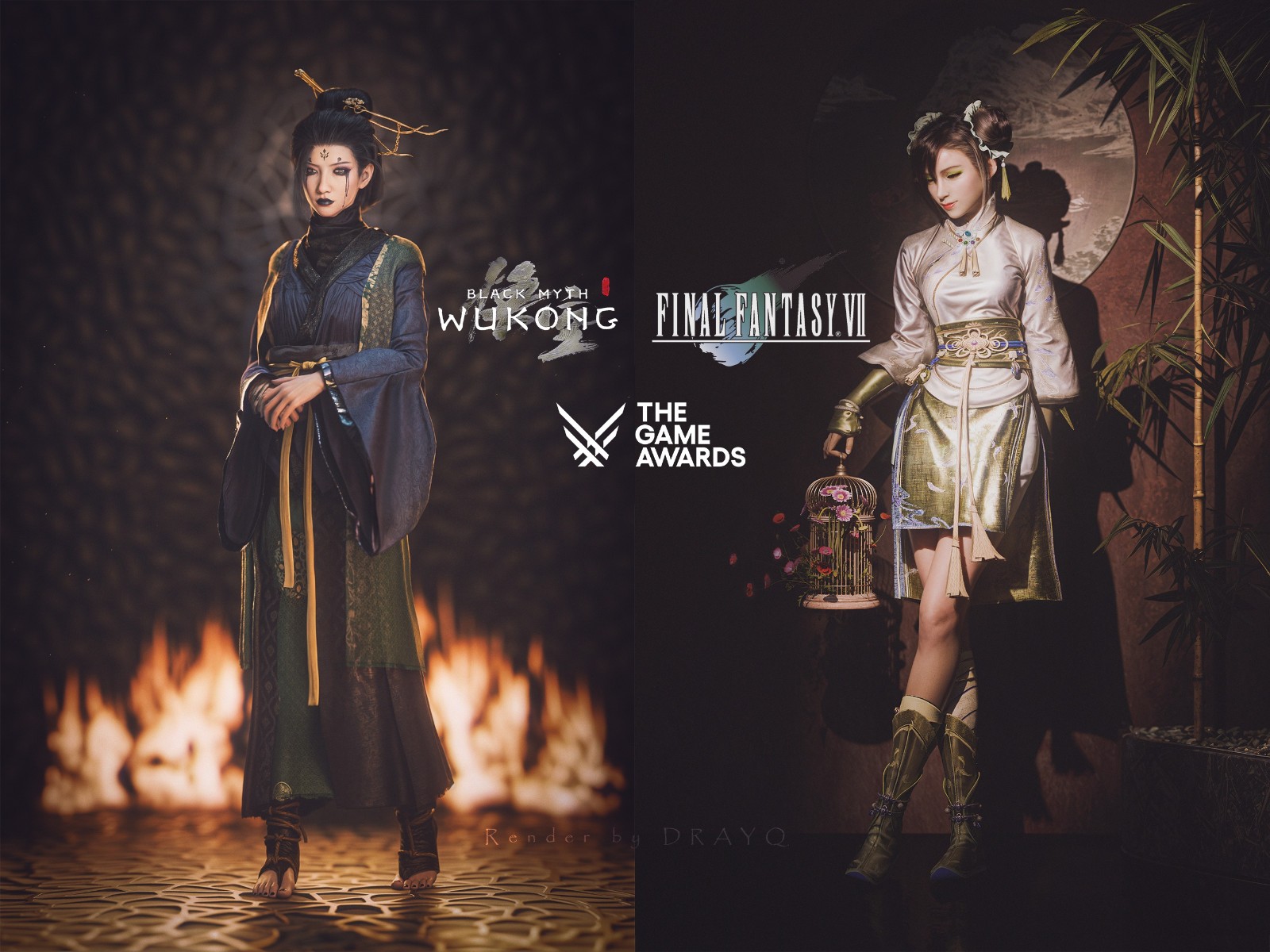 《黑神话》和《最终幻想7》女性角色的3D效果图美丽动人！
