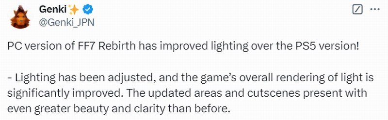《最终幻想7：重生》PC版和PS5版的屏幕更漂亮
