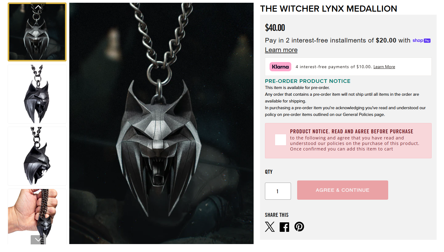 《巫师4》“Hili”山猫徽章的价格为40美元
