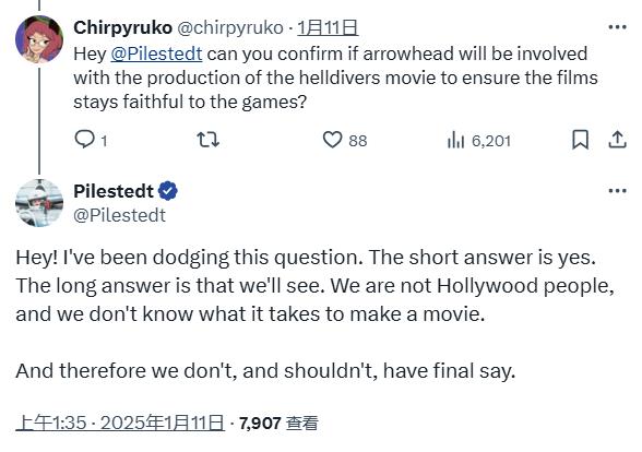 《绝地潜兵》电影改编将由专业人士处理，但将忠于原作
