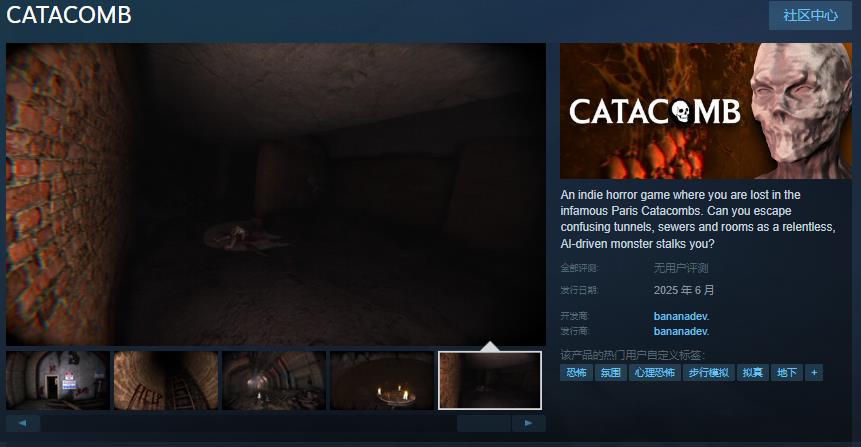 第一人称恐怖游戏《CATACOMB》6月发布Steam页面
