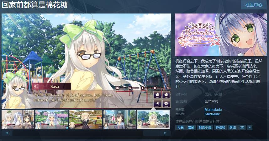视觉小说《回家前都算是棉花糖》Steam页面发布日期待定
