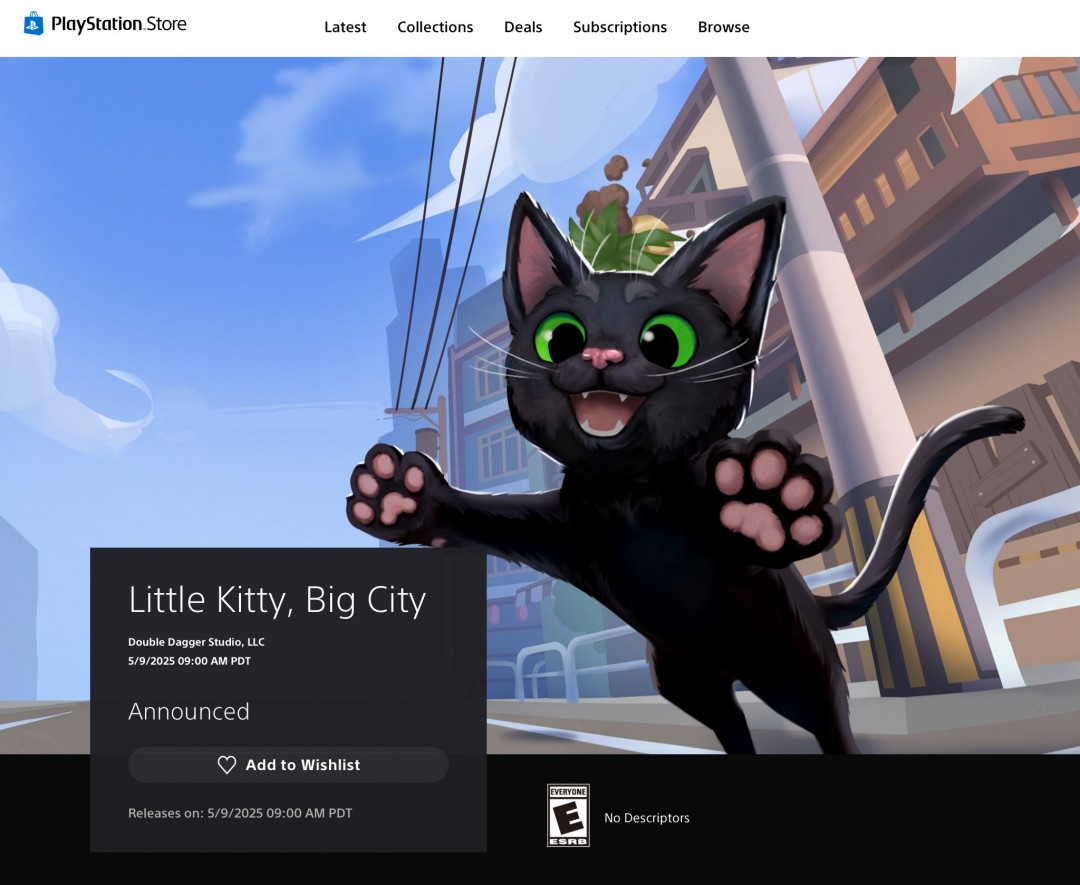 《小猫咪大城市》于5月10日登录PS平台。对治愈系列冒险的好评
