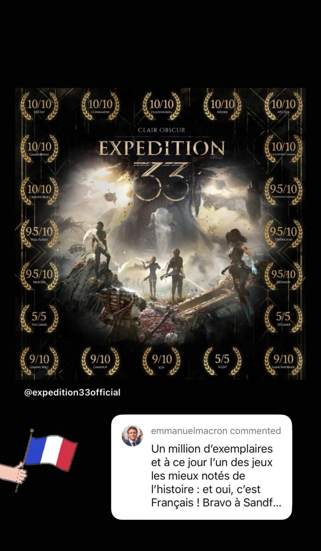 《光与影：33号远征队》成功出圈并受到法国总统马克龙本人的称赞
