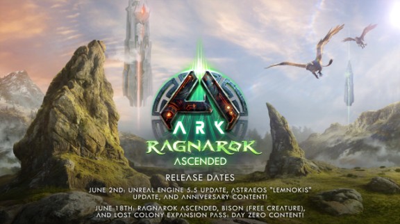 《方舟：生存飞升》将于6月2日推出虚幻5.5版本，各种玩法将同步更新
