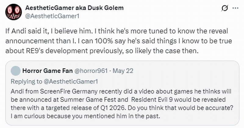 Exposure《生化危机9》将于2026年第一季度在夏季游戏节上亮相
