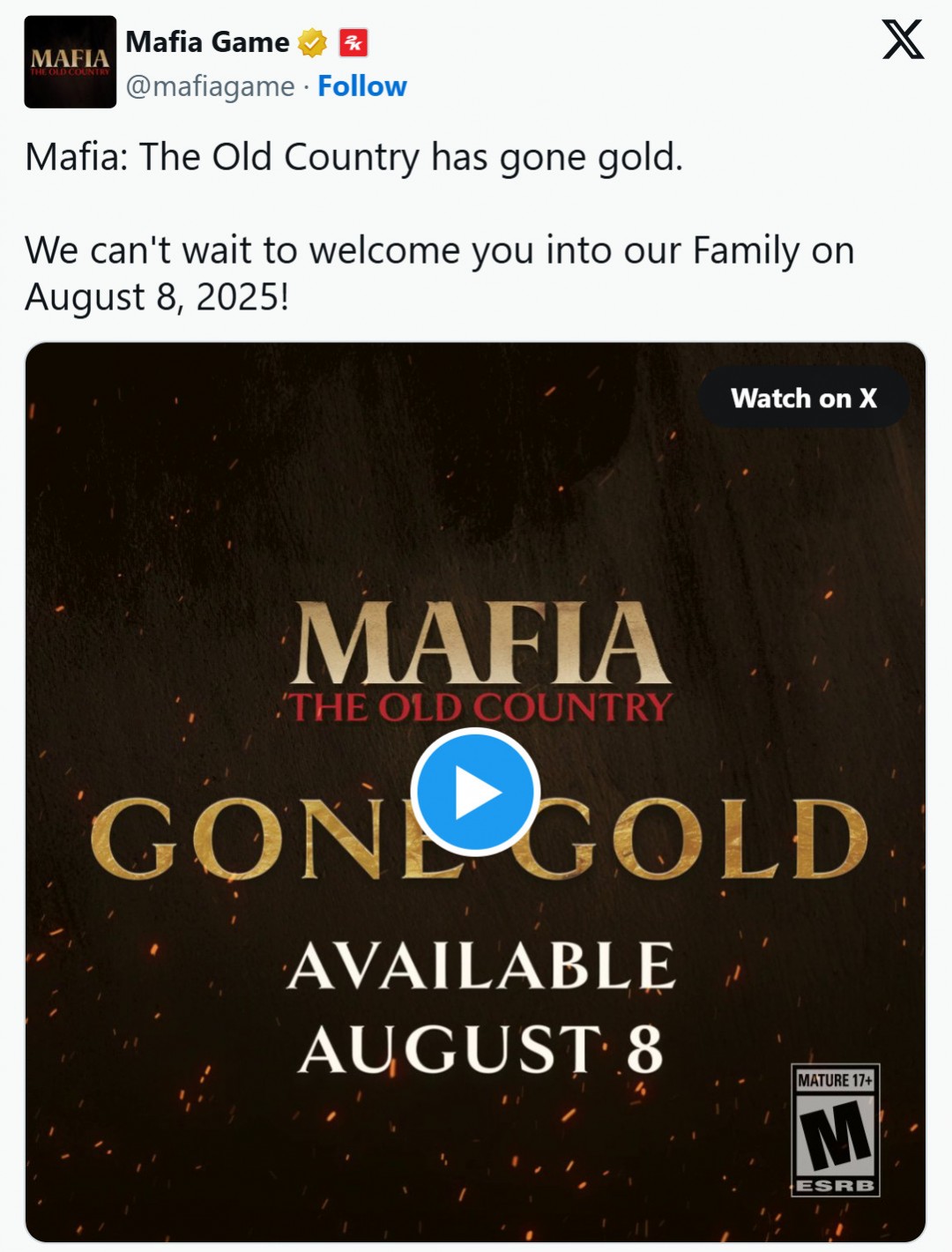 《四海兄弟：故乡》现送往工厂施压，将于8月8日上市
