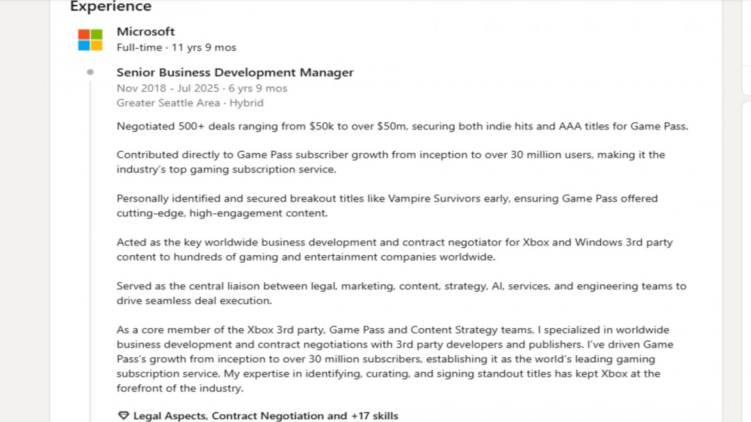 为了获得游戏的GamePass，微软支付了5万美元至5000万美元的费用
