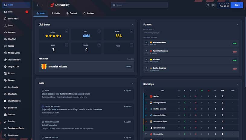 职业足球经理27 / Pro Soccer Manager 27 游戏截图 764c18f786c01fb03a31c00615918097